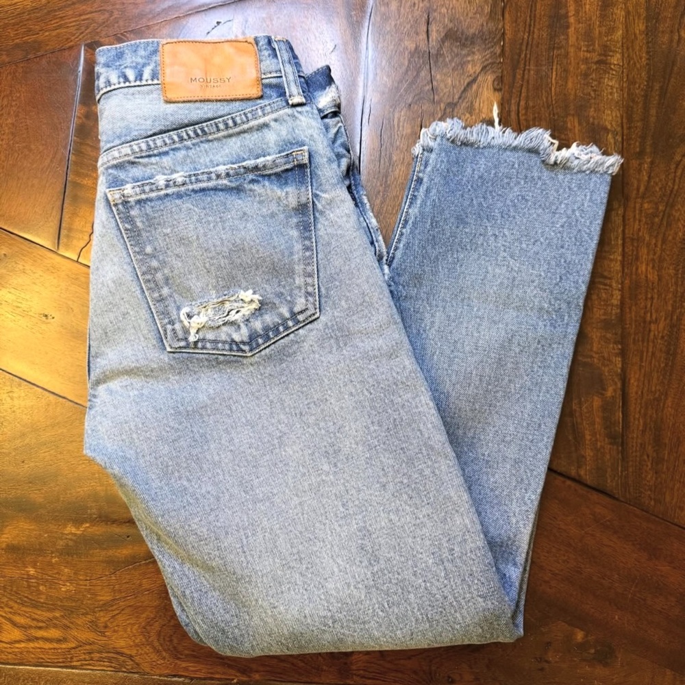 Moussy Vintage Keller Blue Straight Leg Jeans Size 26 MSRP $325 - Picture 3 of 8